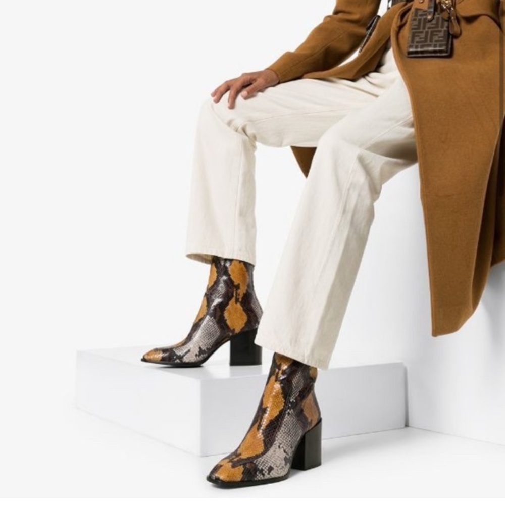 Aeyde Snake Print fall Ankle Boots